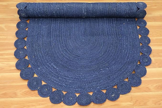 Oval Rug 2x3 Area Rug Kilim Rug Blue Solid Design 0.27 inches ThickIndoor Outdoor Rug Flatweave Rug High Traffic Area Lake House Bedroom Dining Room Living Room