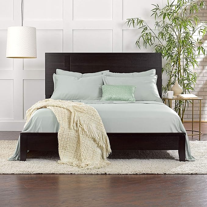 King Sheets by Pure Bamboo, Genuine 100% Organic Viscose Derived from Bamboo Bed Sheet Set, Luxuriously Soft & Cooling, Double Stitching, 2 Year Quality Promise (King, Sea Glass)