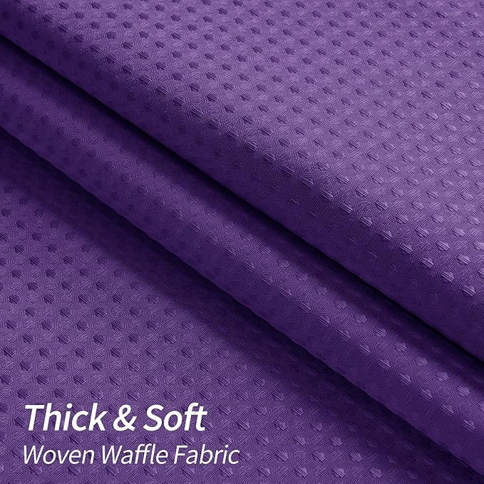 MitoVilla Extra Long Shower Curtain 72 x 84, Purple 84 inch XL Waffle Fabric Shower Curtains for Modern Luxury Bathroom Decor, Waffle Weave Textured Weighted Shower Curtain 84 inch