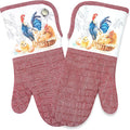 Silicone Printing Oven Mitts Heat Resistant to 500 Degree,Yarm-Dyed Oven Gloves with Animal Design Non-Slip for Kitchen Cooking Barbecue Baking and Machine Washable.(Red Oven Mitts)