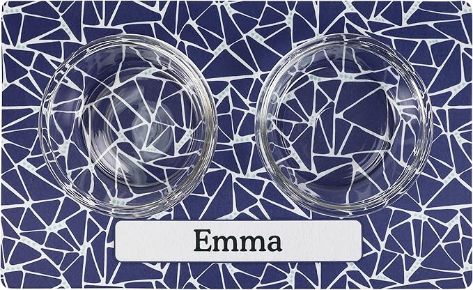 Drymate Personalized Pet Bowl Placemat, Custom Dog & Cat Food Feeding Mat - Absorbent Fabric, Waterproof Backing - Machine Washable/Durable (USA Made) (12" x 20") (Surf Blue 5)