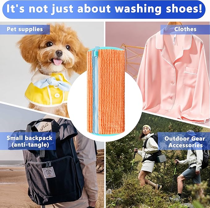 Xinambyh 2Pcs Reusable Shoe Washing Machine Bag for Washer and Dryer:Free Up Hands, Prevent Deformation,shoe bag with Zipper Protection Design, Use for all Shoes,Sports Shoes(Yellow) (A-Orange)