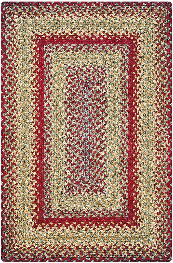 Homespice Cider Barn Red Braided Rugs 8x10' - Oval Jute Country Rugs for Living Room and Dining Room, No-Shed Jute, Pet Friendly, Durable and Easy to Maintain