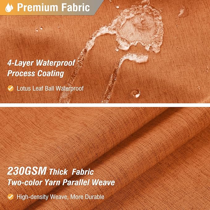 BTTN Extra Long Shower Curtain, 72x84 Inches Long Linen Textured Heavy Duty Fabric Shower Curtain Set with 12 Plastic Hooks, Tall Luxury Simple Waterproof Cloth Shower Curtains for Bathroom - Orange
