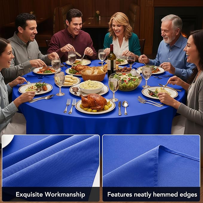 10-Pack Royal Blue Round Tablecloths, 70 Inches, Stain-Resistant Polyester for 3-4 Ft Round Tables - Washable Table Covers for Weddings, Banquets, Birthday Parties, Events