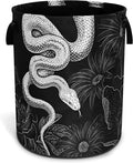 Snake Laundry Basket Floral Prints Funny Foldable Waterproof Oxford Cloth Tote Bag Laundry Hamper Round Large Clothes Storage Bucket Toy Organizer For Bathroom/Laundry Storage/Bedroom 18.9x16.5 Inch