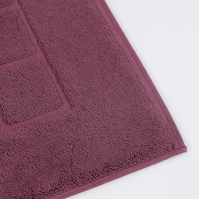 Superior 100% Cotton Bathmat Set, Bath Mats, Bathroom Decor, Shower, Bathtub Essentials, Home Accessories, Small Washable Rug, No Backing, Heavyweight, Nora Collection, Set of 2, 22" x 35", Plum