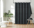 Indecor Home Luxury Dobby Weave Heavy Weight CVC Poly Cotton Blended Fabric Shower Curtain Elegant Hotel Style Fabric for Bathroom, Water Repellent, Machine Washable Dark Gray Charcoal 70x72