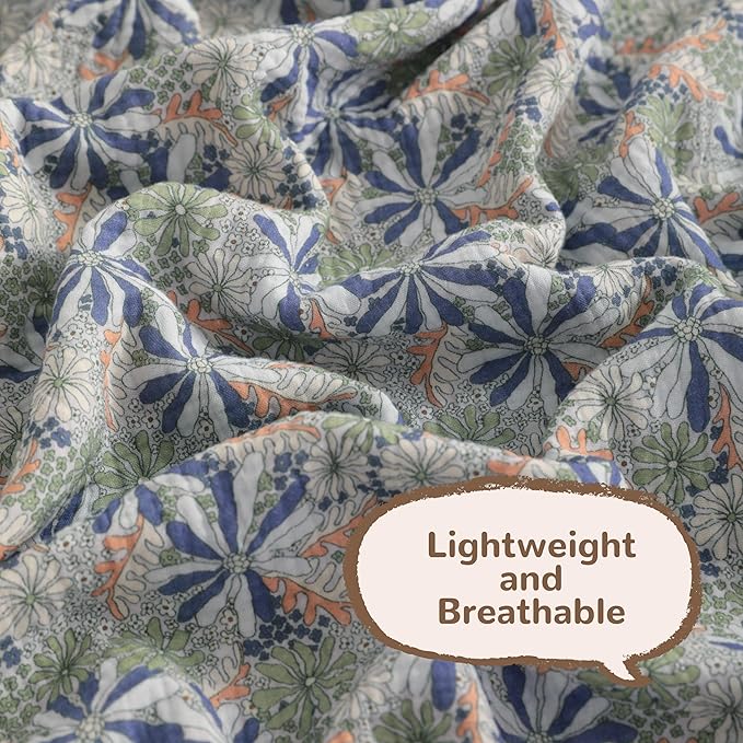 NTBAY 2 Layer Muslin Cotton Baby Swaddle Blanket, 42x60 Soft and Breathable Receiving for Newborns and Infants, Perfect for Crib, Stroller, Travel, Lightweight Nursery Blanket, Retro Floral Botanical
