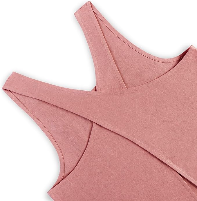 Solino Home Cross Back Linen Apron with Pockets for Gardening, Kitchen - Dusty Rose Pinafore Smock Apron 100% Pure Linen for Men & Women - Handcrafted from European Flax