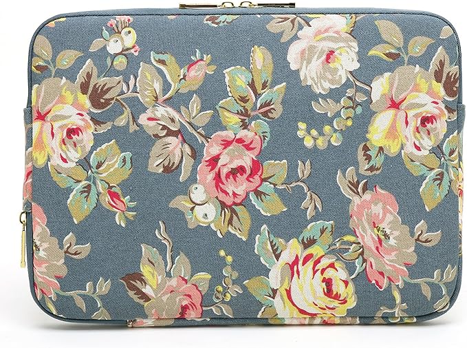 kayond Water-Resistant Canvas 15.6 Inch Laptop Sleeve-Blue Water Hyacinth