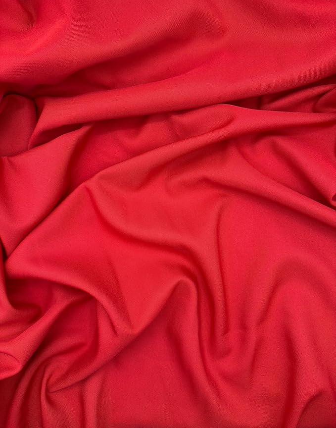 EOVEA - Polyester Poplin Fabric by The Yard – 100% Polyester, 60” Wide Durable Versatile Material for Apparel, Home Décor, Crafts, Tablecloths, Curtains, Drapes, Sewing & DIY Projects (Red,5 Yard)