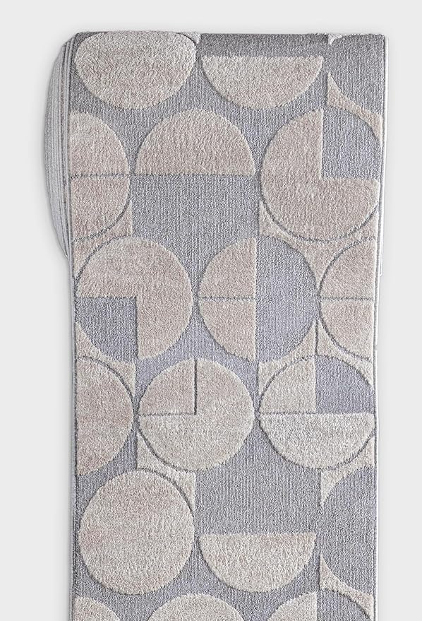 Well Woven Custom Size Hallway & Stair Runner- Harlow Harmony Ivory/Grey 27 Inches Wide x 85 Feet Long Runner (27" x 85') Runner Rug - Modern Geometric Pattern, Ultra-Soft, Easy-Clean