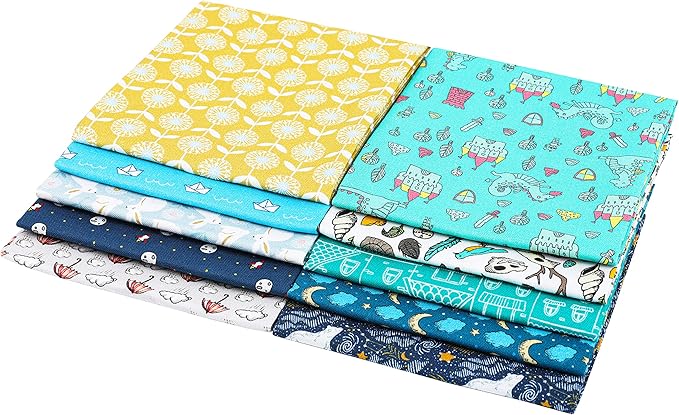 Craftido -25 Options- 100% Cotton Quilting Fabric Bundles 10pcs Fat Quarters 18”x21”-Medium Weight 5.2 oz- Soft Cotton for Quilting, Sewing Project, Patchwork, DIY Crafts – Baby Boy
