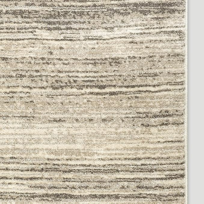 Well Woven Custom Size Hallway & Stair Runner- Harlow Delphi Cream Beige 31 Inches Wide x 80 Feet Long Runner (31" x 80') Runner Rug - Modern Stripes Pattern, Ultra-Soft, Easy-Clean