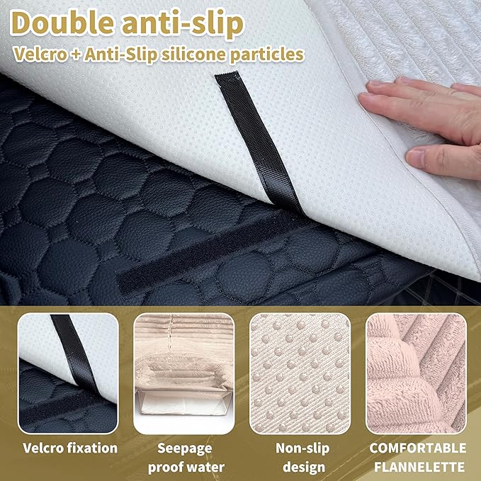 HMOCK Backseat Dog Bed for Car Back Seat, Dog Mat for Car Backseat Pet Bed Mat, Non-Slip Travel Pet Mat, Fit for Backseat Extenders and Trucks Suvs (Beige, 27.5x55 Inch)