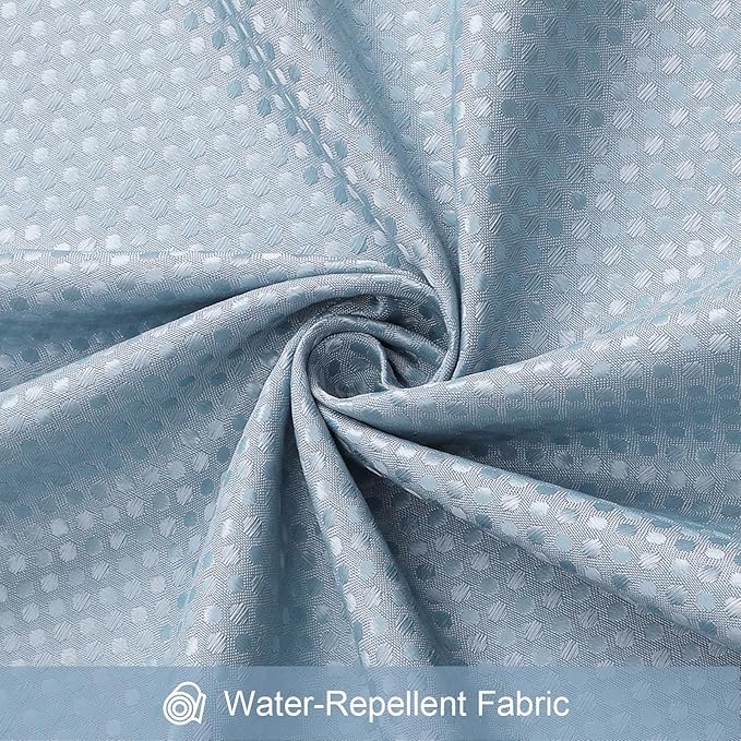 Craidlela 3 in 1 Long Blue Shower Curtain Set-72 W x 78 H, Fog Blue Waffle and PEVA Liner Set with 12 Stainless Steel Hooks, Waterproof Fabric for Bathroom