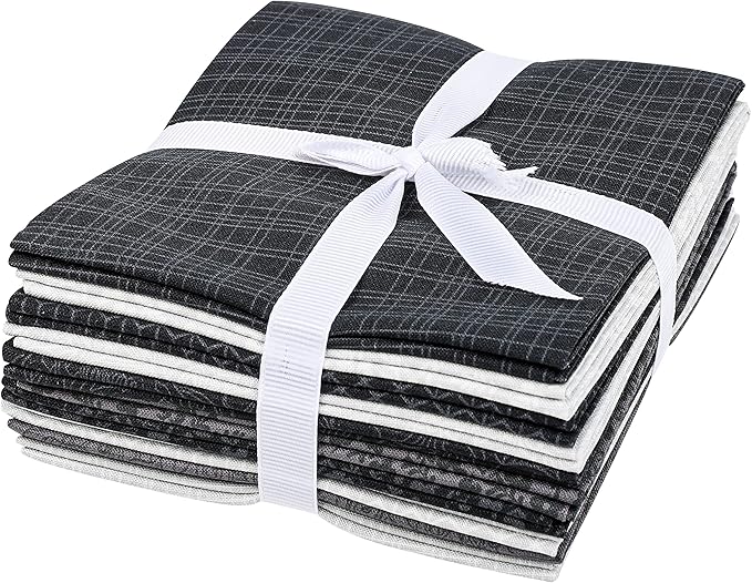 Craftido -25 Options- 100% Cotton Quilting Fabric Bundles 10pcs Fat Quarters 18”x21”-Medium Weight 5.2 oz- Soft Cotton for Quilting, Sewing Project, Patchwork, DIY Crafts – Monochrome