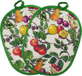 Pot Holders Set of 2 with Transparent Clear Silicone Shell and Nice Fruit Flower Cotton Lining, Heat Resistant to 500 F Kitchen Oven Gloves Pot Holder for Cooking (Fruit Flower, Potholders)