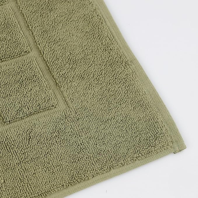 Superior 100% Cotton Bathmat Set, Bath Mats, Bathroom Decor, Shower, Bathtub Essentials, Accessories, Small Washable Rug, No Backing, Heavyweight, Nora Collection, Set of 2, 22" x 35", Forest Green