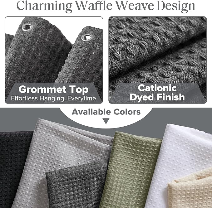 Madison Park Shower Curtain Waffle Weave, Cationic Dyed, Waffle Shower Curtain 3M Scotchgard Moisture Management, Farmhouse Extra Long Shower Curtains for Bathroom, Extra Long: 72"x84" Charcoal