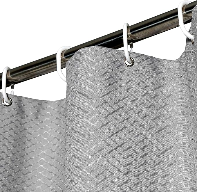 AooHome Stall Size Fabric Shower Curtain, 36 Width by 72 Height Inch Waffle Weave Pattern Bathroom Curtain with Hooks, Weighted Hem, Heavy Duty, Water Repellent, 36x72 Inch, Grey
