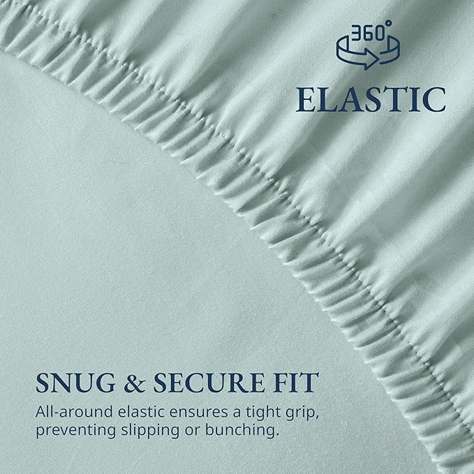Lane Linen Full Fitted Sheet, 100% Organic Cotton, 3-Piece Set (1 Fitted Sheet,2 Pillowcases), Percale Weave, Full Bed Bottom Sheet, Ultra Soft, Fits Mattress Upto 15" Deep - Cool Blue (No Flat Sheet)