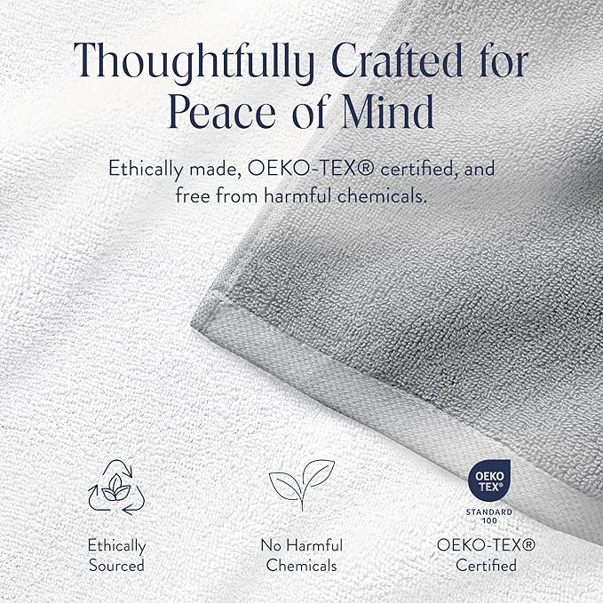 Brooklinen Super-Plush Bath Towel and Hand Towel Set - 2 Bath Towels, 2 Hand Towels - Cotton, Highly Absorbent (Smoke)