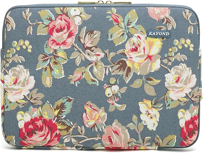 kayond Water-Resistant Canvas 14.1 Inch Laptop Sleeve-Blue Water Hyacinth