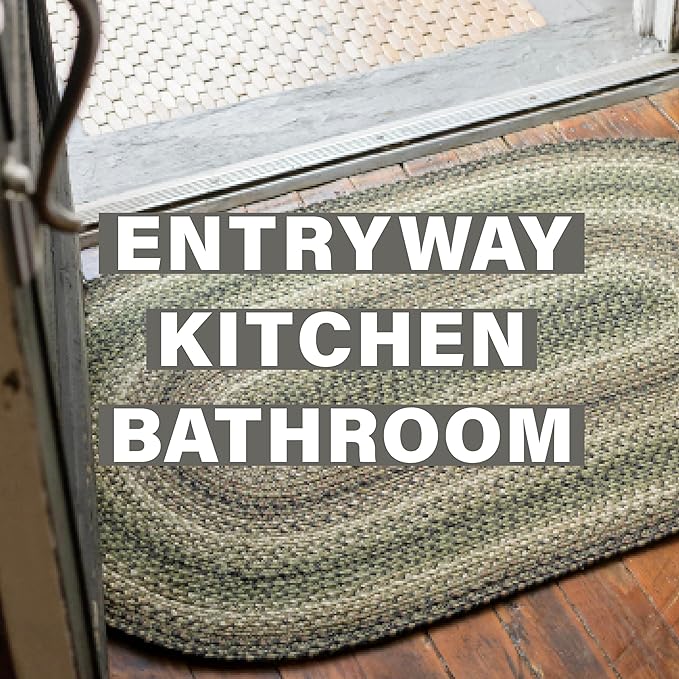 Homespice Pinecone Green Braided Rugs Runners 22x72 – Hand Braided Jute Kitchen Runner for Rustic and Country Decor