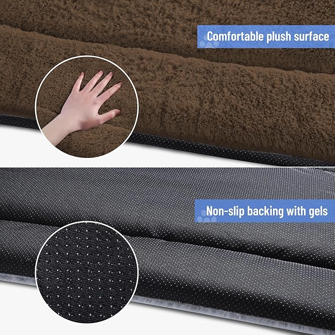 ZENGAOOU Dog Crate Pad 36 Inch, Washable Plush Crate Mat for Medium Dogs, Non Slip Kennel Pad for Metal Wire Crates, Cushioned Support for Indoor Use, Brown