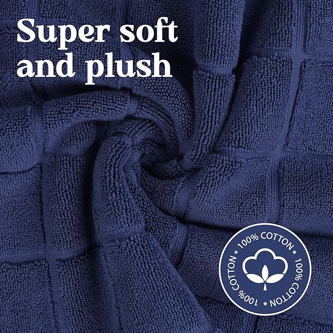 Superior 100% Cotton Bathmat Set, Bath Mats, Bathroom Decor, Shower, Bathtub Essentials, Home Accessories, Small Washable Rug, No Backing, Heavyweight, Nora Collection, Set of 2, 22" x 35", Navy Blue