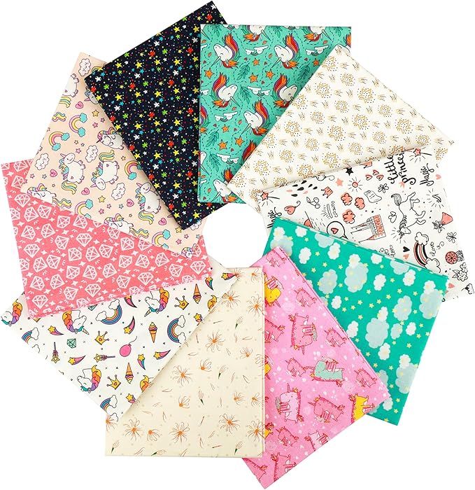 Craftido -25 Options- 100% Cotton Quilting Fabric Bundles 10pcs Fat Quarters 18”x21”-Medium Weight 5.2 oz- Soft Cotton for Quilting, Sewing Project, Patchwork, DIY Crafts – Day Dreaming