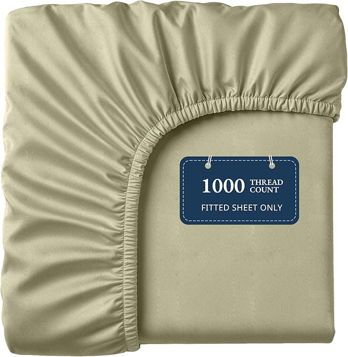 Lane Linen 100% Egyptian Cotton Queen Size Fitted Sheet Only (61"x81" + 16") - Elegant Sateen Weave, Ultra Soft, Breathable, Highly Durable, Deep Pockets Upto 17" - Seafoam