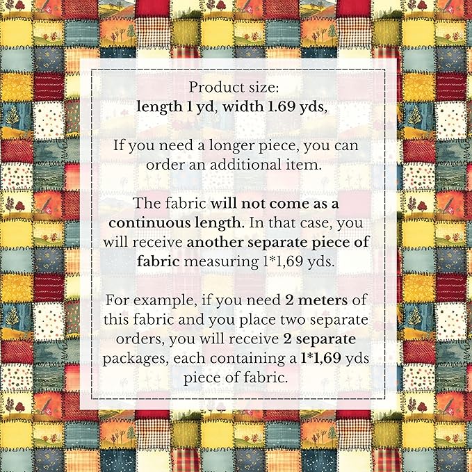Countryside Landscape Patchwork Cotton Fabric – Premium Turkish Printed Cotton 140 GSM, Pre-Cut 61 x 36.6 Inches, Quilting & Sewing Fabric for Crafts, Home Decor & DIY Projects