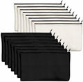 15 Pack Blank Cotton Canvas DIY Craft Zipper Bags Pouches Pencil Case for Makeup Cosmetic Toiletry Stationary Storage