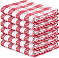 Blue Needles Waffle Weave Check Plaid Kitchen Towels, 15x25 Inches 100% Cotton Set of 6 Dish Towels for Kitchen, Soft & Absorbent for Quick Drying with Hanging Loop Spring Summer - Burgundy & White
