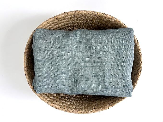 100% Linen Fabric – Yarn Dyed Chambray, Pre-Washed, Lightweight Crisp & Cool Handfeel, 52–54" Wide – The Linen Lab (Dusty Green 6926, 1y)