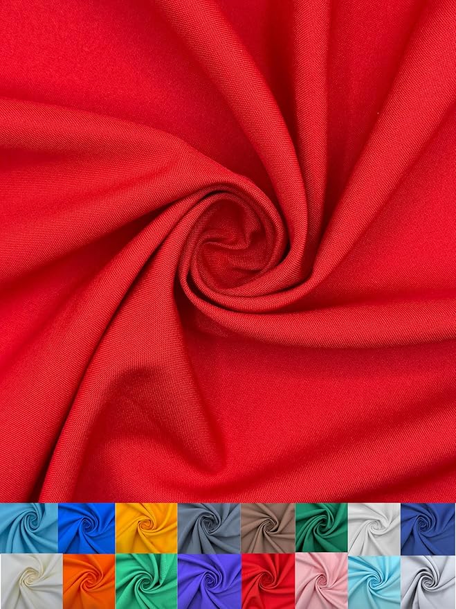 EOVEA - Polyester Poplin Fabric by The Yard – 100% Polyester, 60” Wide Durable Versatile Material for Apparel, Home Décor, Crafts, Tablecloths, Curtains, Drapes, Sewing & DIY Projects (Red,5 Yard)