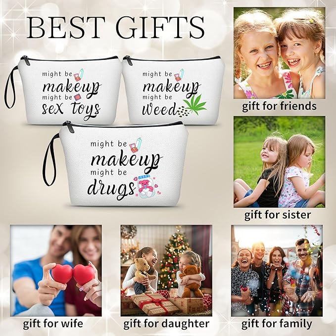 ARIOSEY Funny Gifts for Women Friend,Medicine Bag,Might Be Makeup Might Be Drugs,Makeup Cosmetic Bags for Women,Medicine Bag for Traveling,Womens Christmas Gifts