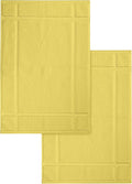 Ample Decor 100% Cotton Bath Mats 34 x 20 Inches, Quick Dry, 1350 GSM Banded Border Shower Bathroom Floor Mat, Not Bathroom Rug - Yellow, 2 Pack