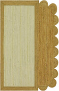 Scalloped Edge Rug, Hand Woven Natural Jute Area Rug, 6x8 Ft Beige & Brown Braided Sisal Kilim Rugs for Living Room, Kitchen, Entryway, Farmhouse