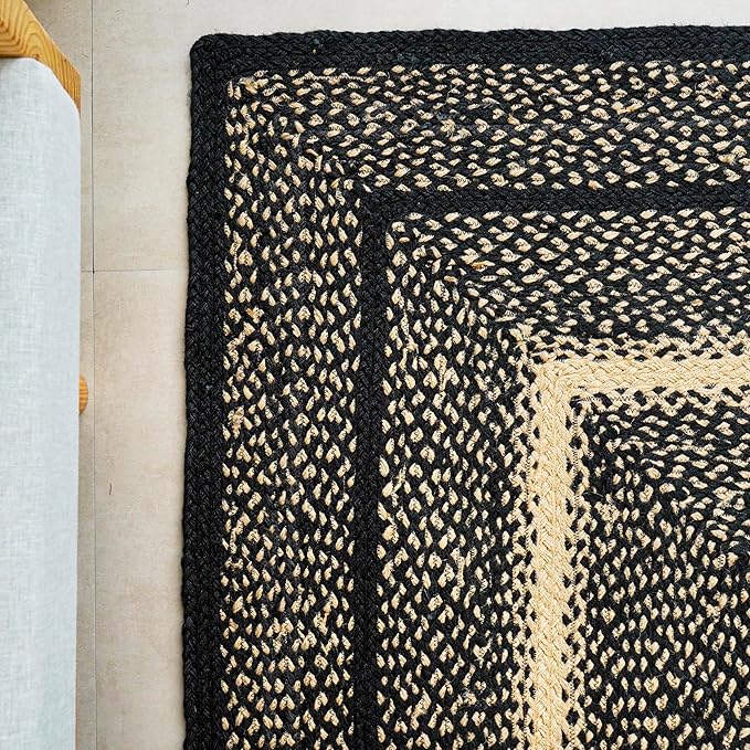 Traditional Jute Braided Runner Rug, Rustic Primitive Country Décor for Kitchen, Entryway, Hallway, Desert Black, 2'6"X14'