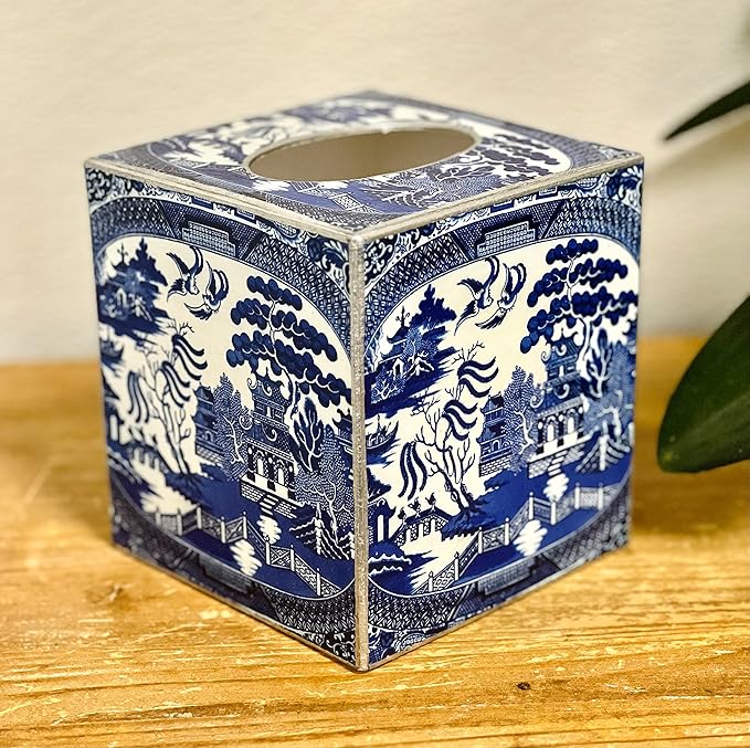 Blue Willow Tissue Box Cover
