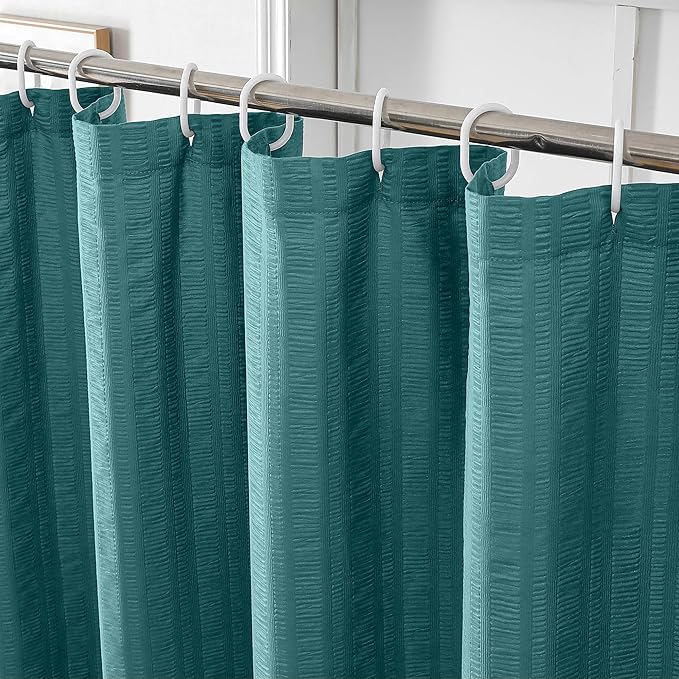 Aiyufeng Turquoise Shower Curtain for Bathroom, Embossed Textured Fabric Shower Curtain for Bathroom - Soft Cloth & Hotel Spa, Machine Washable, 72X72, Turquoise