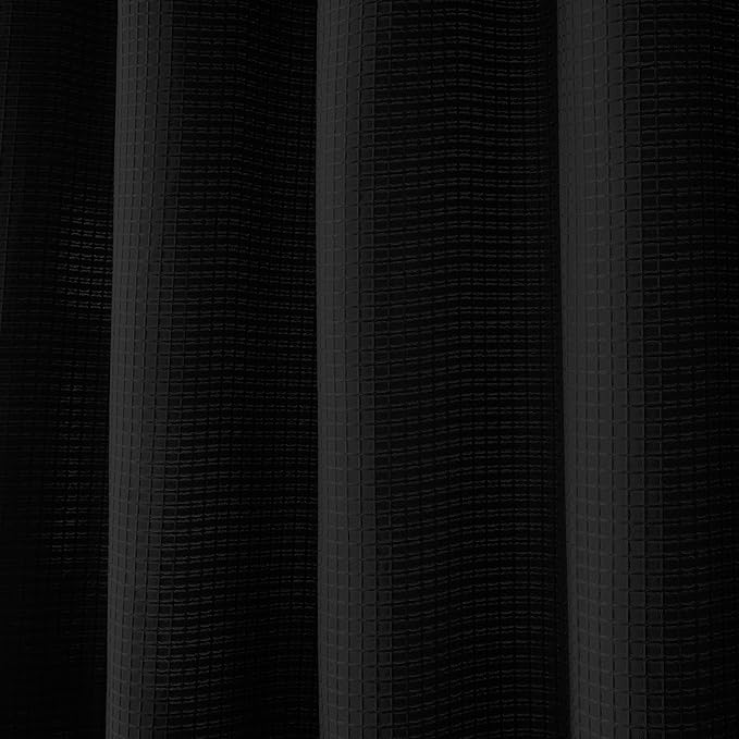 Indecor Home Luxury Waffle Weave Shower Curtain Elegant Hotel Style Fabric for Bathroom, Water Repellent, Machine Washable Black Waffle
