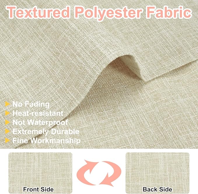 HARFINGTON 6pcs Linen Fabric Placemats 12" x 18" Polyester Rectangle Place Mats Machine Washable Heat Resistant Kitchen Table Mats for Outdoor Indoor Party Family Holiday, Beige