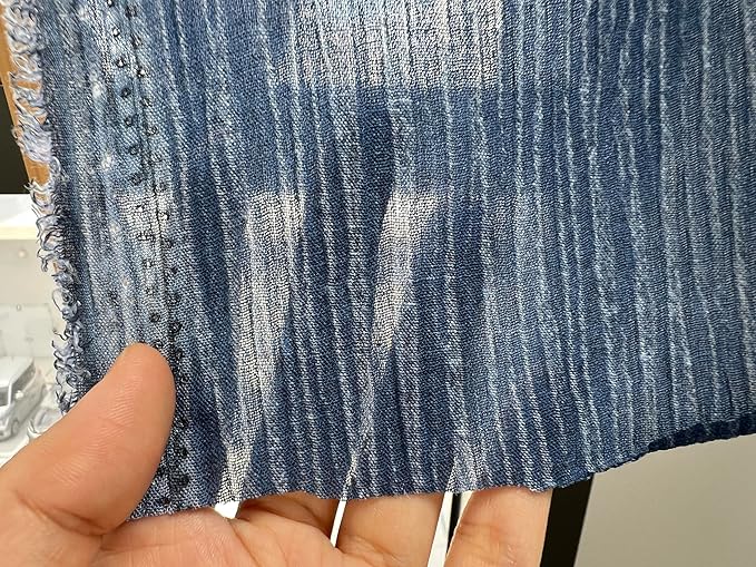Linen Rayon Blend Fabric by The Linen Lab – Lightweight, Soft, Pre-Washed Material for Sewing, Clothing, Crafts & DIY (1 Yard pre Cut, Blue - Pigment Dyed)