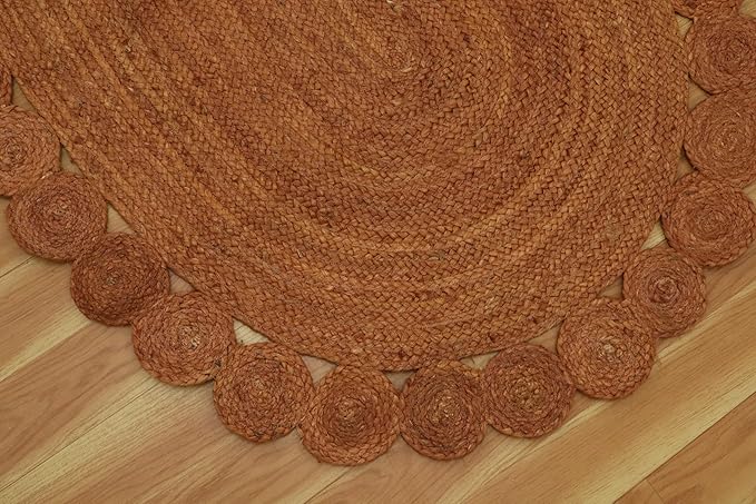 Oval Rug 5x7 Area Rug Kilim Rug Orange Solid Design 0.27 inches ThickIndoor Outdoor Rug Flatweave Rug High Traffic Area Lake House Bedroom Dining Room Living Room
