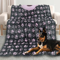 Gowyeg Dog Blankets for Large Dogs,Washable Pet Blanket, Soft Crate Bed with Paw Pattern for Kennel/Couch, Grey & Pink 80x60 Inch